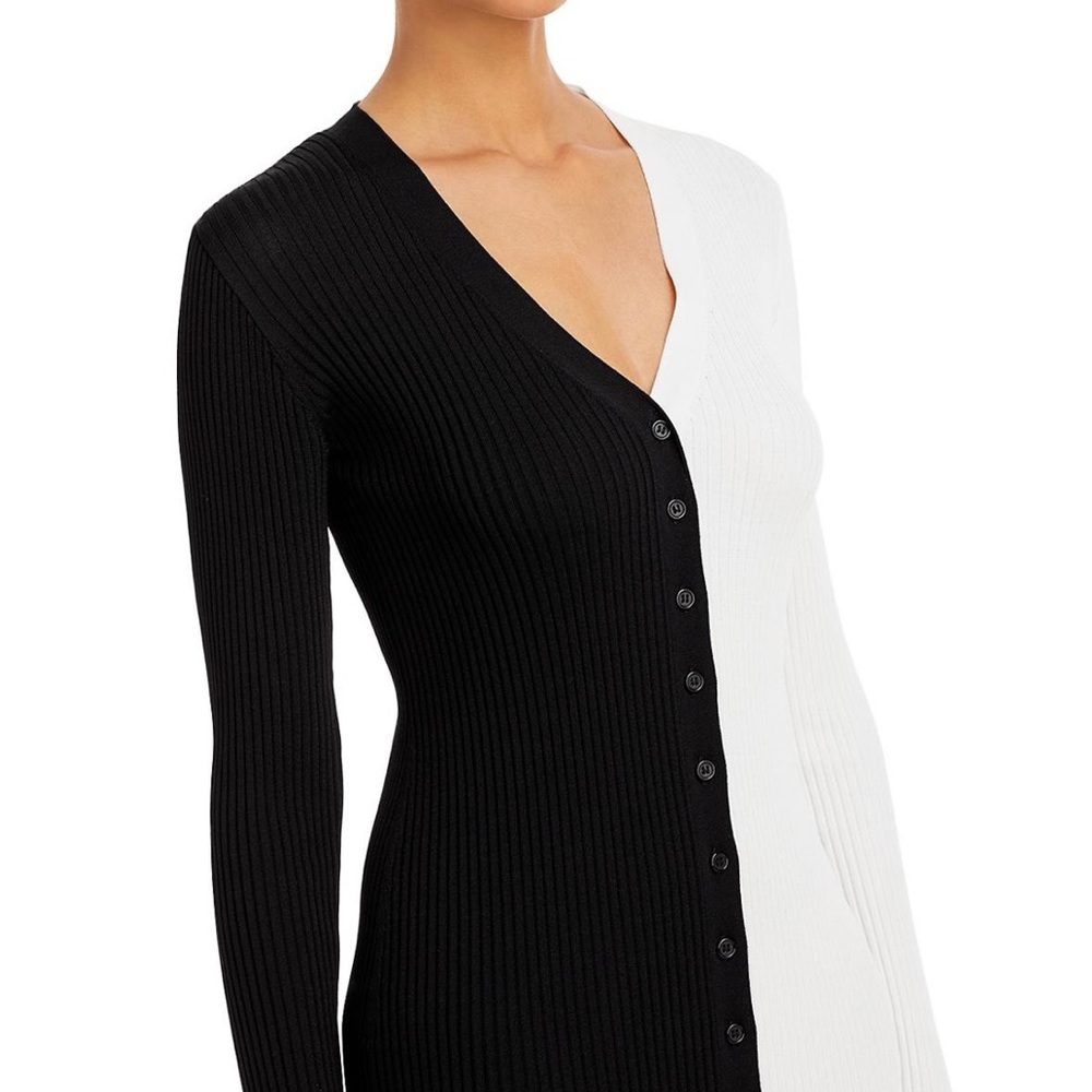 STAUD Shoko Ribbed Color Block Sweater Dress. - Picture 2 of 5